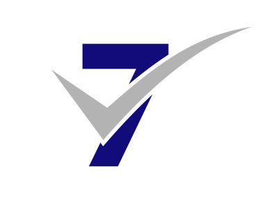 7. harf vektör şablonundaki logoyu işaretle. Harf 7 Kontrol İşareti, Pozitif İşaret, Tik İşareti Simgesi