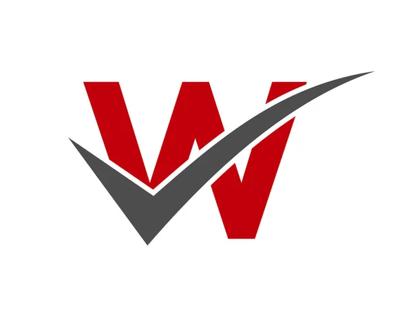 Checkmark Logo Letra Vector Template Carta Verificar Marca Sinal Positivo — Vetor de Stock