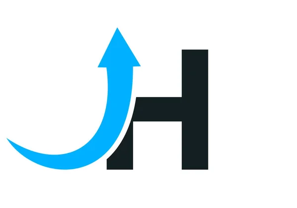 财务标志与H字母概念 市场营销和金融业务标志 H带营销增长箭的金融标志模板 — 图库矢量图片