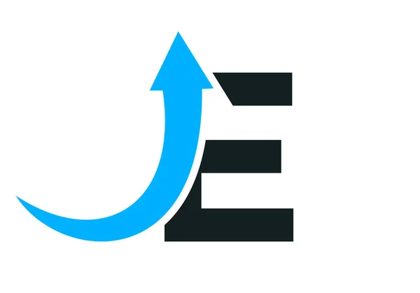 财务标志与E字母概念 市场营销和金融业务标志 E金融标志模板与营销增长箭 — 图库矢量图片