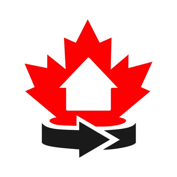 Design Logotipo Maple Home Logótipo Canadian Real Estate Folha Bordo — Vetor de Stock
