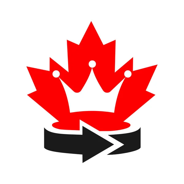 Projekt Logo Korony Klonowej Logo Korony Kanadyjskiej Czerwony Liść Klonu — Wektor stockowy