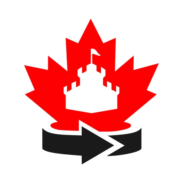 Projekt Logo Zamku Klonowego Kanadyjski Zamek Logo Wektor Znak — Wektor stockowy