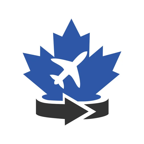 Projekt Logo Maple Travel Kanadyjskie Logo Podróży Czerwony Liść Klonu — Wektor stockowy