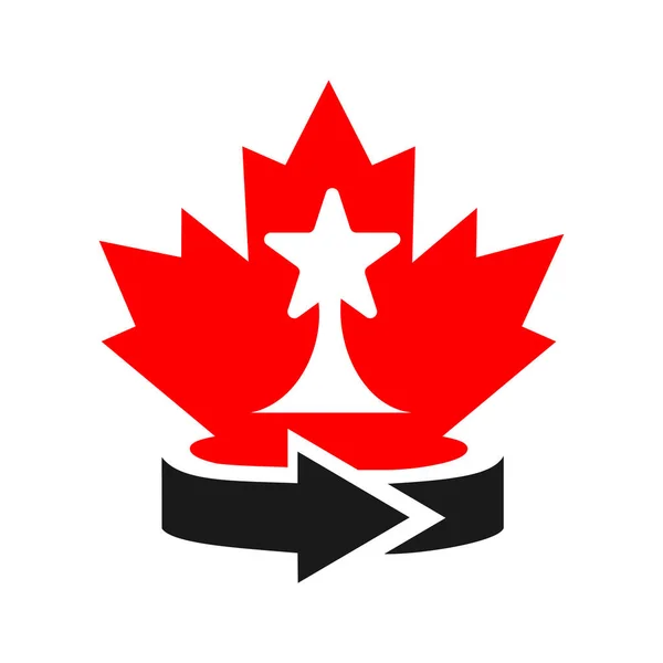 Maple Star Logo Ontwerp Canadese Rode Esdoorn Blad Met Star — Stockvector