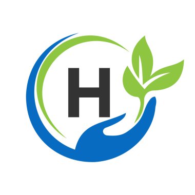 El ve H harfi logosu tasarımı. H Sağlık Hizmetleri, El Sembolü Vakfı