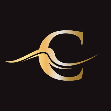 C harfi logo vektör şablonu. C Logosu Simgesi. Lüks, Basit, Asgari ve Zarif C Logosu Tasarımı