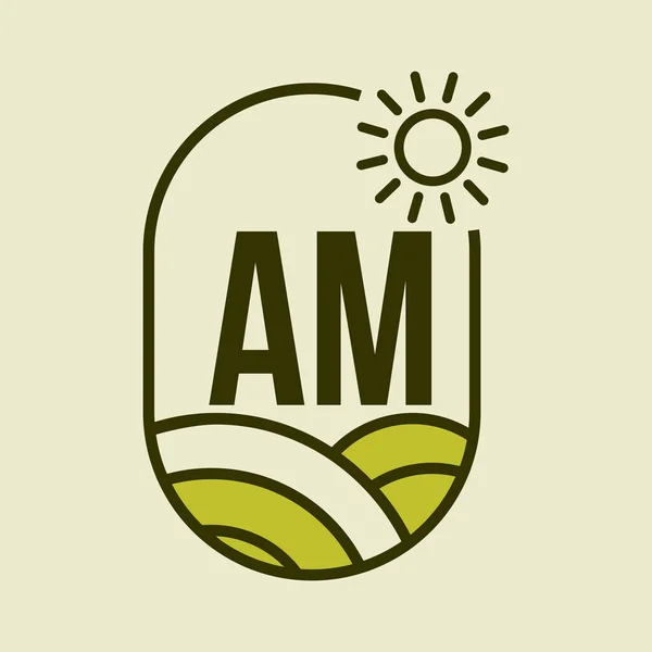 Harfteki Tarım Logosu Amblem Şablonu Mektup Tarım Çiftliği Tarım Şirketi — Stok Vektör