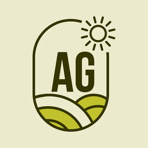 Logo Agricolo Sul Modello Emblema Letter Lettera Agro Azienda Agricola — Vettoriale Stock