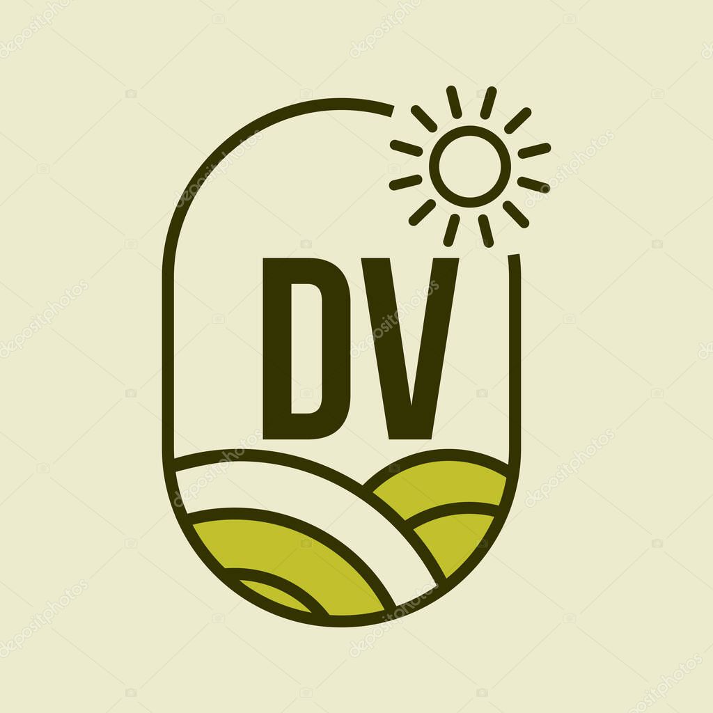 Logo de agricultura en la carta DV Emblema Plantilla. Carta DV Agro ...