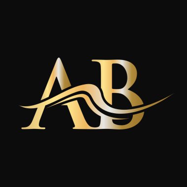 Harf AB Logo Tasarımı. İlk AB Logotype Şablonu. AB Monogram İş ve Şirket Logosu