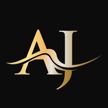 Harf AJ Logo Tasarımı. İlk AJ Logotype Şablonu. AJ Monogram İş ve Şirket Logosu