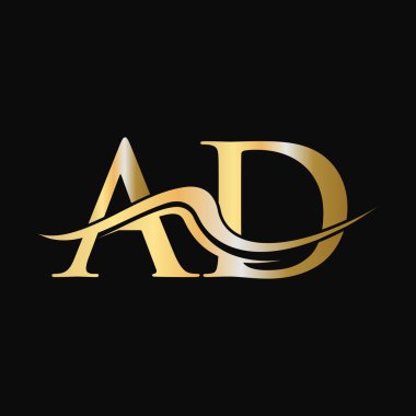 Mektup AD Logo Tasarımı. Baş Yönetmen Logotype Şablonu. AD Monogram İş ve Şirket Logosu