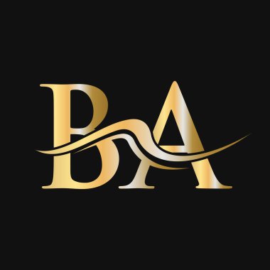 BA Harfi Logo Tasarımı. Baş harfleri BA Logotype Şablonu. BA Monogram İş ve Şirket Logosu