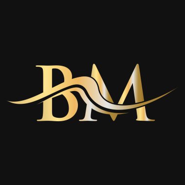 Harf BM Logo Tasarımı. İlk BM Logotype Şablonu. BM Monogram İş ve Şirket Logosu