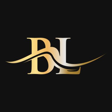 Harf BL Logo Tasarımı. İlk BL Logotype Şablonu. BL Monogram İş ve Şirket Logosu