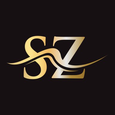 Harf SZ Logo Tasarımı. İş ve Şirket logosu için ilk SZ Logotype Şablonu