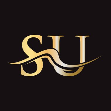 Mektup SU Logo Tasarımı. İş ve Şirket logosu için ilk SU Logotype Şablonu