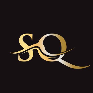 Harf SQ Logo Tasarımı. İş ve Şirket logosu için ilk SQ Logotype Şablonu