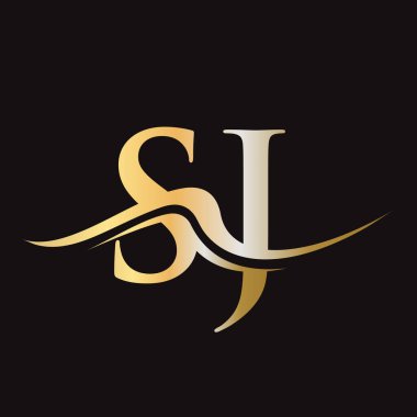 Harf SJ Logo Tasarımı. İş ve Şirket logosu için ilk SJ Logotype Şablonu