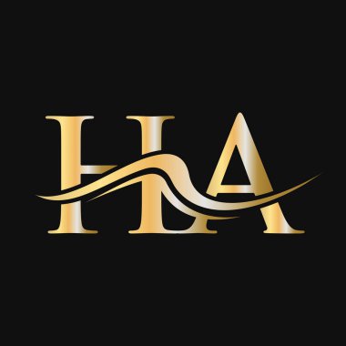 Harf HA logo tasarımı. İş ve Şirket logosu için ilk HA Logotype Şablonu