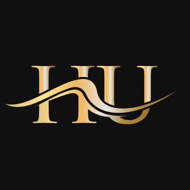 Harf HU Logo Tasarımı. İş ve Şirket logosu için başlangıç HU Logotype Şablonu