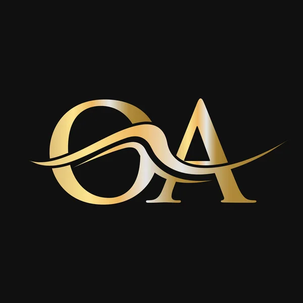 文字Oaロゴデザイン 初期Oaロゴタイプテンプレート ビジネスや企業のロゴ用 — ストックベクタ