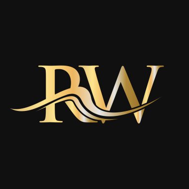 Harf RW Logo Tasarımı. İş ve Şirket logosu için ilk RW Logotype Şablonu