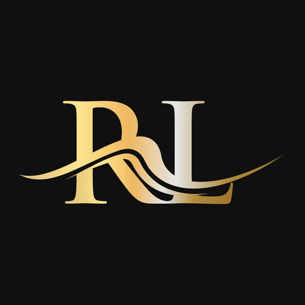 字母Rl标志设计 商业和公司标志的初始Rl标志模板 — 图库矢量图片