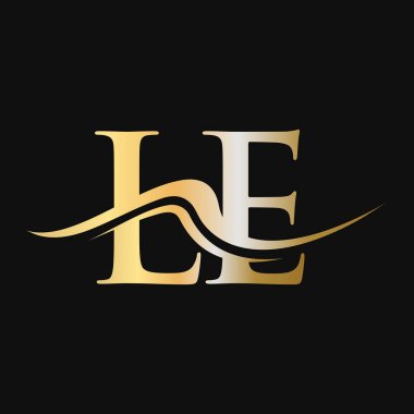 LE harfi logo tasarımı. İş ve Şirket logosu için ilk LE Logosu Şablonu