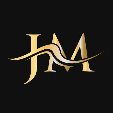 Harf JM Logo Tasarımı. İş ve Şirket logosu için ilk JM Logotype Şablonu
