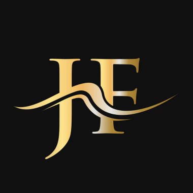 Harf JF Logo Tasarımı. İş ve Şirket logosu için ilk JF Logotype Şablonu