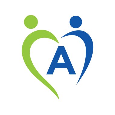 Bir Vektör Şablonu Üzerine Toplum Bakımı Logosu. Takım çalışması, Heart, People, Family Care, Love Logos. Yardım Vakfı Yaratıcı Bağış İmza Mektubu