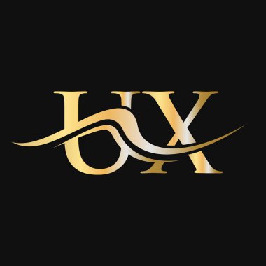 Harf UX Logo Tasarımı. İş ve Şirket logosu için ilk UX Logotype Şablonu