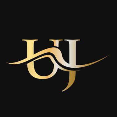 Harf UJ Logo Tasarımı. İş ve Şirket logosu için ilk UJ Logotype Şablonu