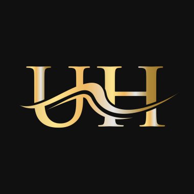 Harf UH Logo Tasarımı. İş ve Şirket logosu için ilk UH Logotype Şablonu