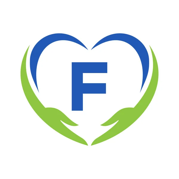 Hand Care Logo Brev Brev Charity Logo Sjukvård Foundation Med — Stock vektor