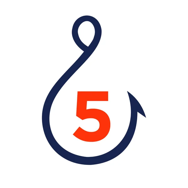 Fishing Logo Letter Sign Fishing Hook Logo Template — Stock Vector