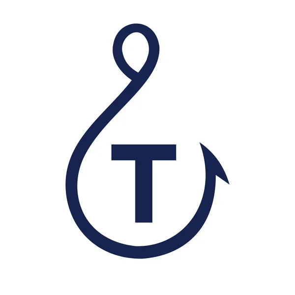 Visserij Logo Letter Teken Visserij Haak Logo Template — Stockvector