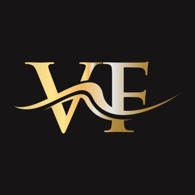 Harf VF Logo Tasarımı. İş ve Şirket logosu için ilk VF Logotype Şablonu