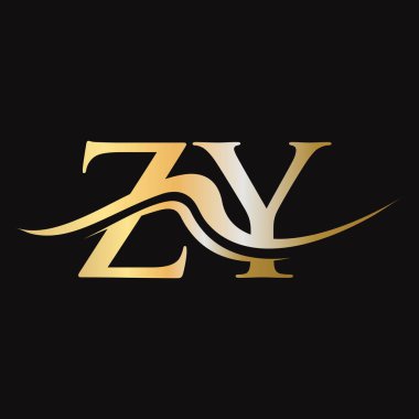 ZY harfi logo tasarımı. İş ve Şirket logosu için ilk ZY Logotype Şablonu