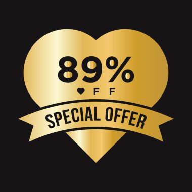 % 89 indirimli indirimli reklam pankartı. Özel Teklif, Olay, Sevgililer Günü Satışı, Tatil İndirim Şablonu