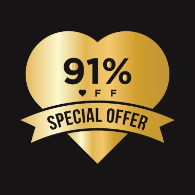 % 91 indirimli indirimli reklam pankartı. Özel Teklif, Olay, Sevgililer Günü Satışı, Tatil İndirim Şablonu