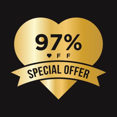 % 97 indirimli indirimli reklam pankartı. Özel Teklif, Olay, Sevgililer Günü Satışı, Tatil İndirim Şablonu