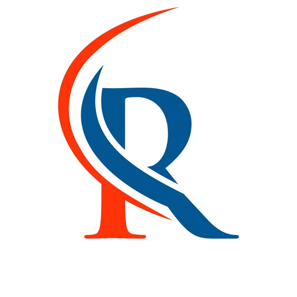 现代字母R标志模板 带有Swoosh图标向量的R字母标志设计 — 图库矢量图片
