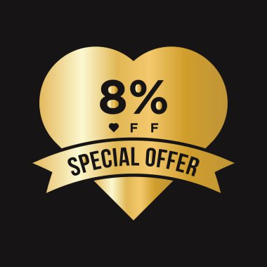 % 8 indirimli indirimli reklam pankartı. Özel Teklif, Olay, Sevgililer Günü Satışı, Tatil İndirim Şablonu