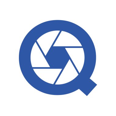 İlk Harf Q Fotoğraf Makinesi Lens Kavramı. Fotoğraf Logosu Birleştirilmiş Q Harfi Kamera Logosu