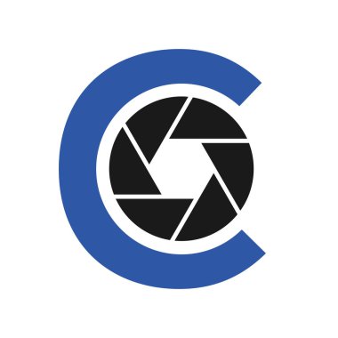 İlk harf C Fotoğraf Makinesi Lens Konsepti. Fotoğraf Logosu C Harfi Kamerası Logosu