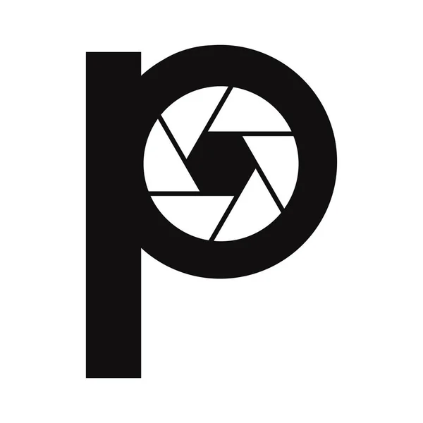 Lettre Initiale Photographie Logo Objectif Concept Logo Photographie Combiné Lettre — Image vectorielle