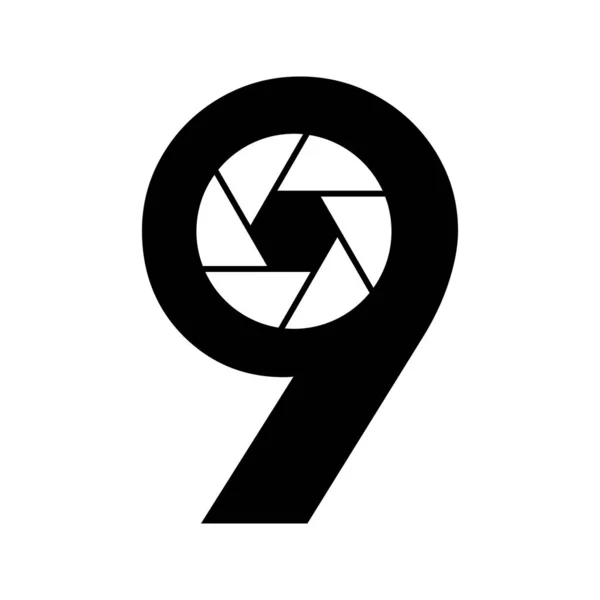 首字母9摄影标志相机镜头概念 摄影标志组合9字母相机标志标志 — 图库矢量图片